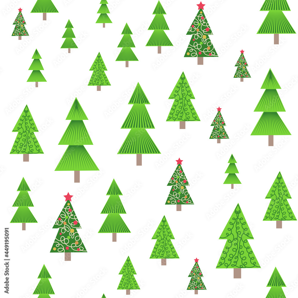 christmas tree seamless pattern. Winter forest, pine trees and snowflakes Print for fabric, wrapping paper christmas tree seamless pattern. Winter forest, pine trees and snowflakes Print for fabric, wrapping paper
