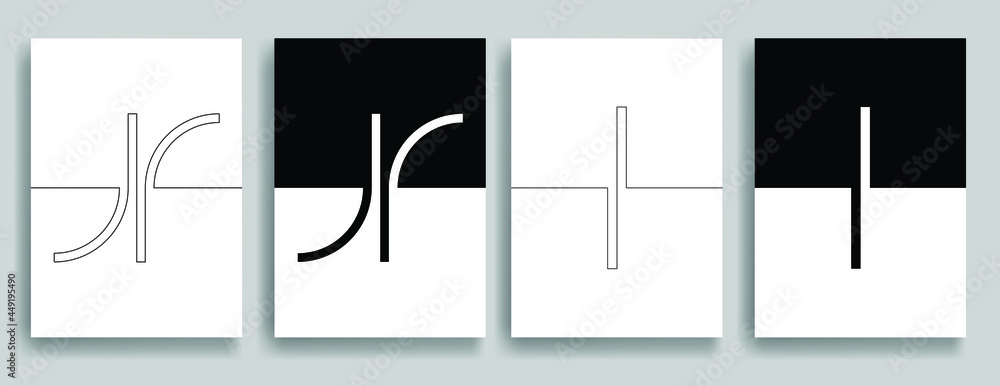 Aesthetic geometric brochures . One line logo . Modern art .Abstract minimal negative space poster . Contemporary vector arrow design 