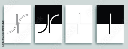 Aesthetic geometric brochures . One line logo . Modern art .Abstract minimal negative space poster . Contemporary vector arrow design 