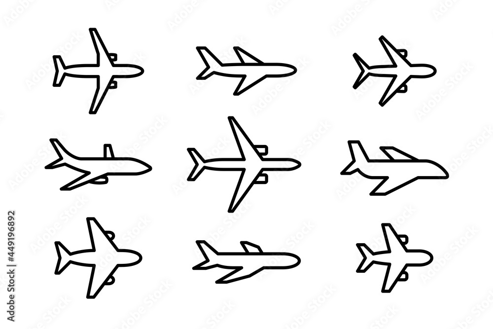 Airplane icon set. Set of airplane line icon. isolated on white background