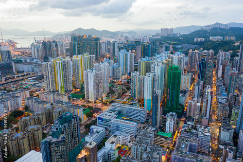 Top down view of Hong Kong city