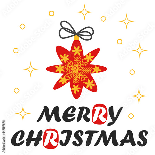 Christmas and Happy New Year illustration. Trendy retro style, design template.