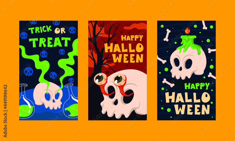 Fototapeta premium happy halloween card collection with funny illustration