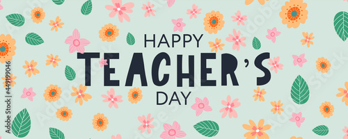 Vector illustration of a stylish text for Happy Teacher's Day Flowers