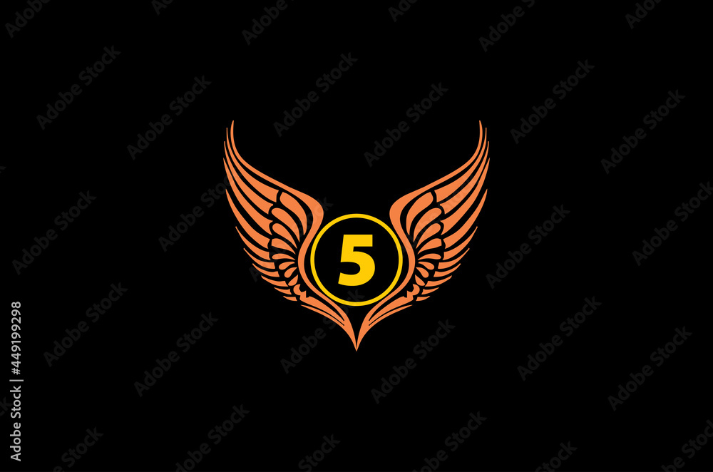 Obraz premium winged number 05 vector logo concept