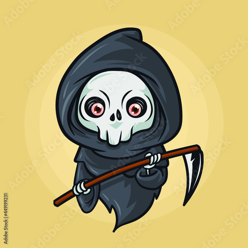 cartoon style grim reaper with schyte