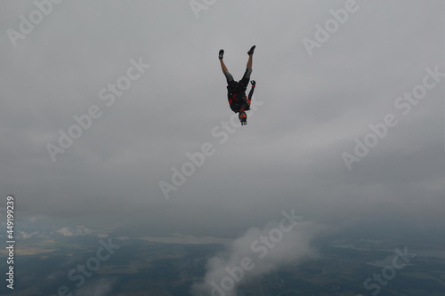 Skydiving. A freefly jump in headdown position.