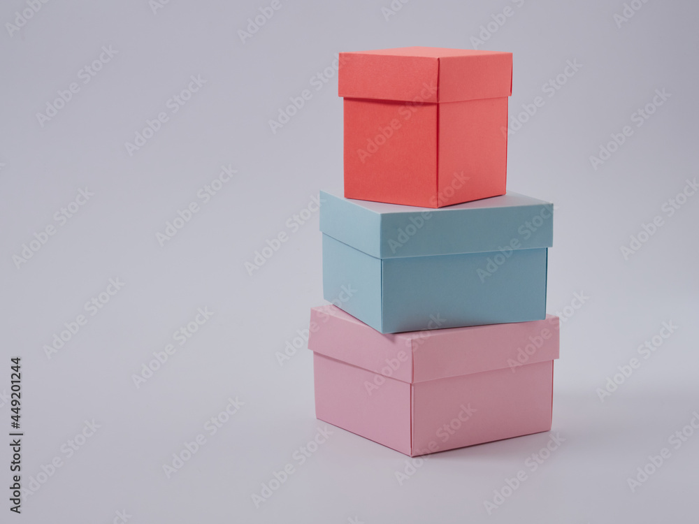 multi-colored gift boxes isolated on a white background multi-colored gift boxes isolated on a white background