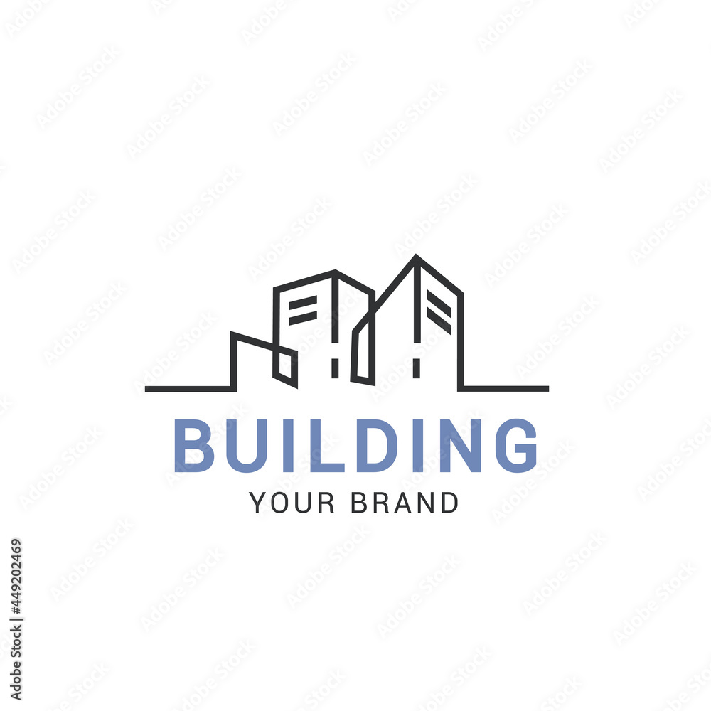 Building - vector logo. Real estate sign. Cityscape graphic concept illustration. Design element on the white background. vector