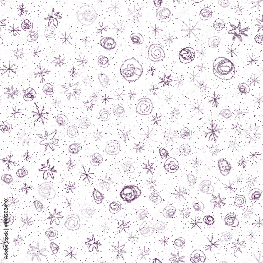 Hand Drawn red Snowflakes Christmas Pattern