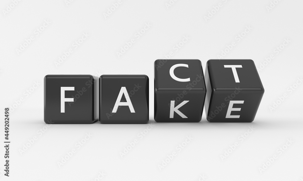 Fact to fake change concept. Transition with black cubes or blocks on white background. Fact checkers and fake news, true or false. Minimalist style. Model 3d Fact to fake change concept. Transition with black cubes or blocks on white background. Fact checkers and fake news, true or false. Minimalist style. Model 3d