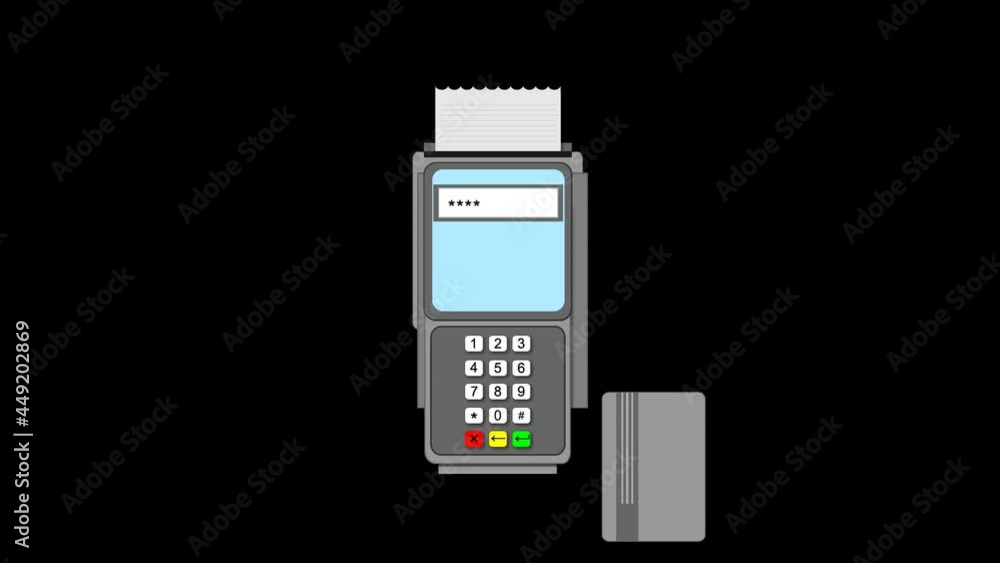 Payment by credit card through a POS terminal. Animation on a transparent background. Payment by credit card through a POS terminal. Animation on a transparent background.