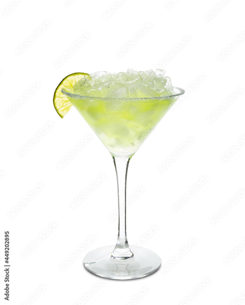 Glass of cold daiquiri cocktail on white background Glass of cold daiquiri cocktail on white background