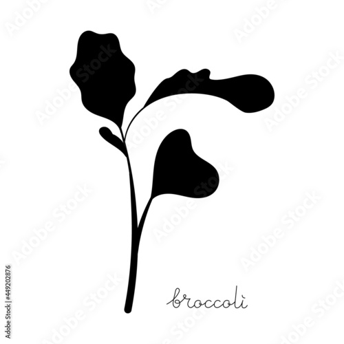 Broccoli sprouts black silhouette symbol. Icon Microgreen vector illustration. Green for home gardening