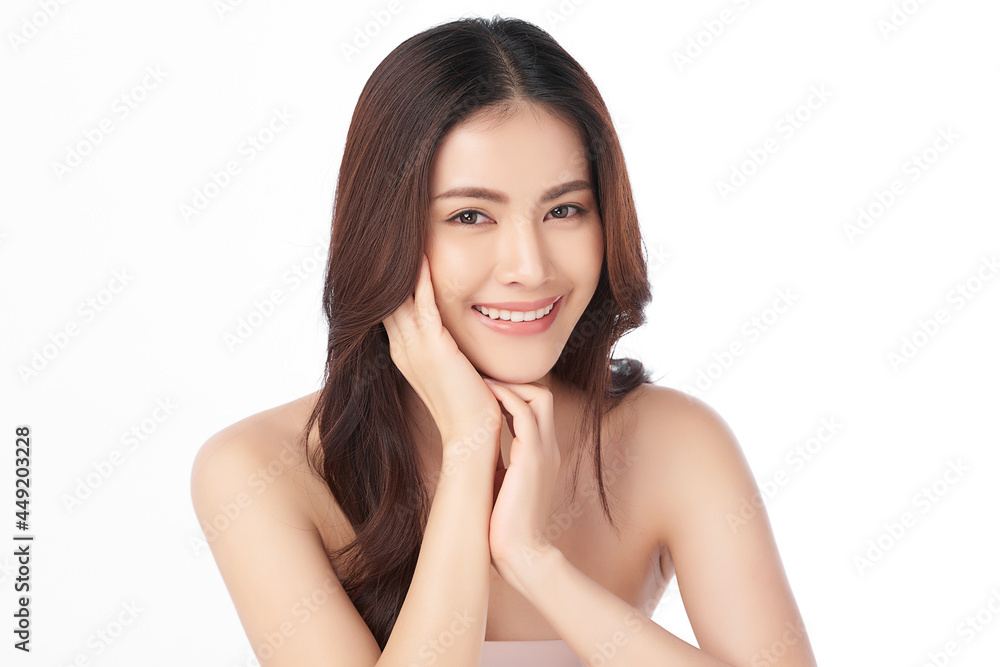 Beautiful young asian woman with clean fresh skin on white background, Face care, Facial treatment, Cosmetology, beauty and spa, Asian women portrait. Beautiful young asian woman with clean fresh skin on white background, Face care, Facial treatment, Cosmetology, beauty and spa, Asian women portrait.