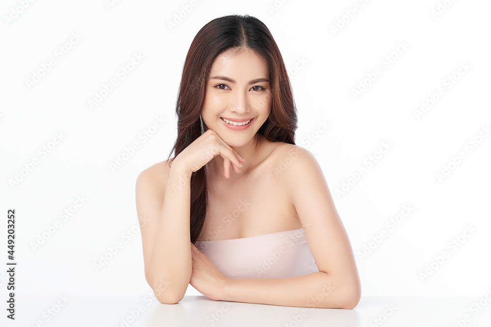 Beautiful young asian woman with clean fresh skin on white background, Face care, Facial treatment, Cosmetology, beauty and spa, Asian women portrait. Beautiful young asian woman with clean fresh skin on white background, Face care, Facial treatment, Cosmetology, beauty and spa, Asian women portrait.