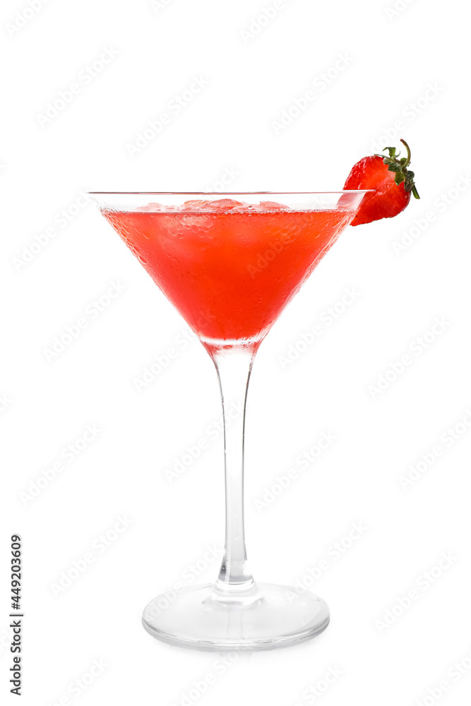 Glass of strawberry daiquiri cocktail on white background Glass of strawberry daiquiri cocktail on white background