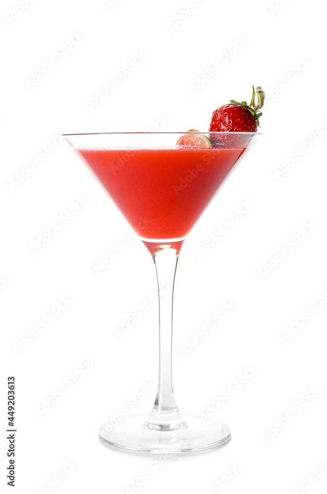 Glass of strawberry daiquiri cocktail on white background Glass of strawberry daiquiri cocktail on white background