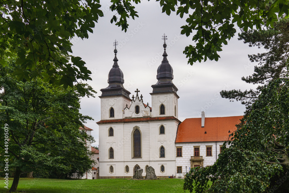 View at the Basilica and monastery of St.Procopius, jewish town Trebic (a UNESCO world heritage site in Moravia), Czech republic, Europe