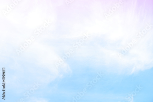 Bright sky and cloud colorful pink and blue pastel tone color.
