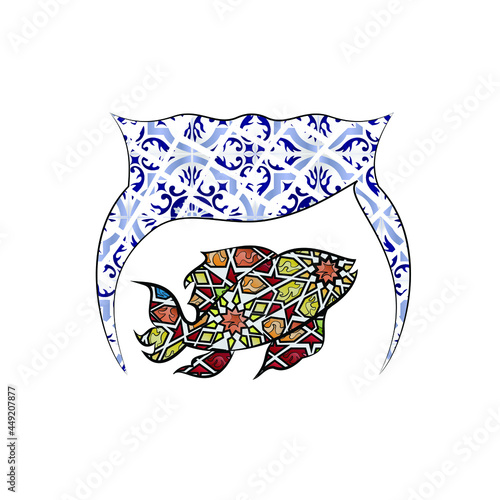 pillows and hobby and fish on a white background