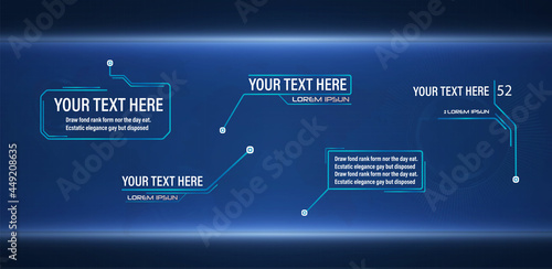 Futuristic style leader callout HUD. Modern digital templates applicable for frame layout. Information calls and arrows. Futuristic hud frame red and blue png.	