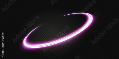 Luminous pink wavy line of light on a transparent background. pink light, electric light, light effect png. Curve pink line png for games, video, photo, callout, HUD. Isolated vector illustration.