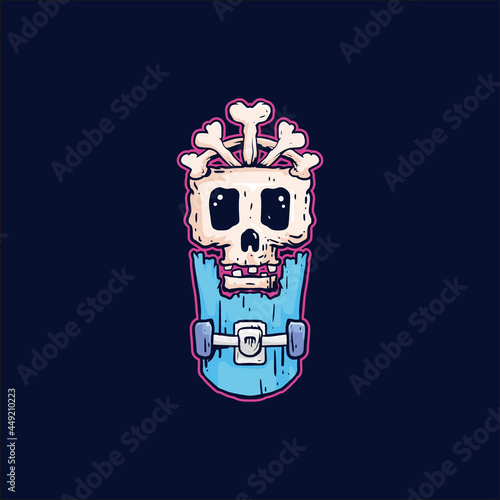 Skull skateboard illustration logo t shirt design