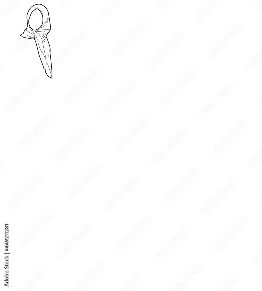 Obraz premium Vector Silhouette Drawing of Muslim Woman with Hijab ,Arab Woman . For Logo Template Icon Hijab Store Muslim Store
