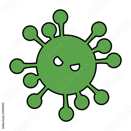 Scary coronavirus on a white background. Vector outline illustration icon