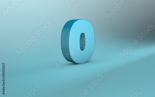 3D rendering of 0 number. 3D Lettering zero number.