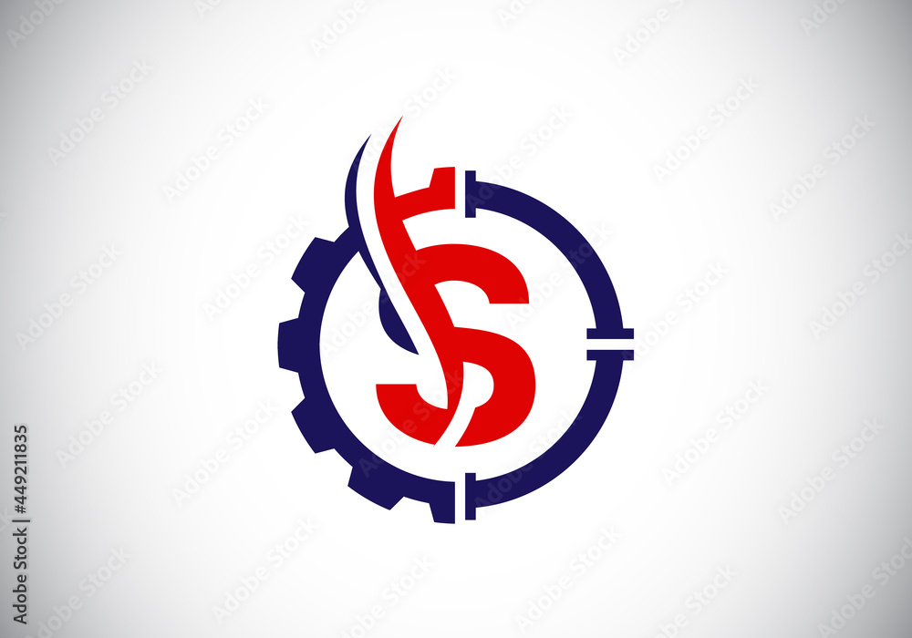 Initial S monogram alphabet with gear pipe and flame. Oil and gas logo concept. Font emblem. Modern vector logo for petroleum business and company identity Initial S monogram alphabet with gear pipe and flame. Oil and gas logo concept. Font emblem. Modern vector logo for petroleum business and company identity