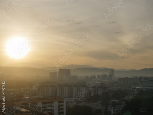 Sunrise on hazy morning over kuala Lumpur