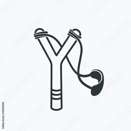 traditional toy illustration, slingshot icon