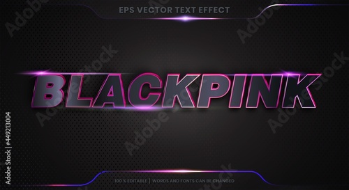 Text effect in 3d Black pink words font styles theme editable metal gradient pink color concept