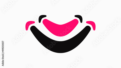 smile logo with black and red color. Simple logo
