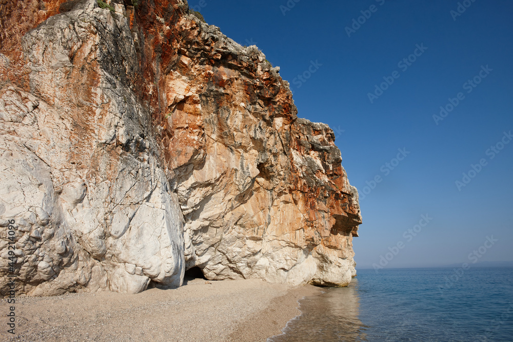 Cliffs of famous Gjipe beach in Albania