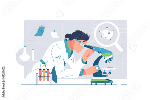 Worker make scientific research in lab