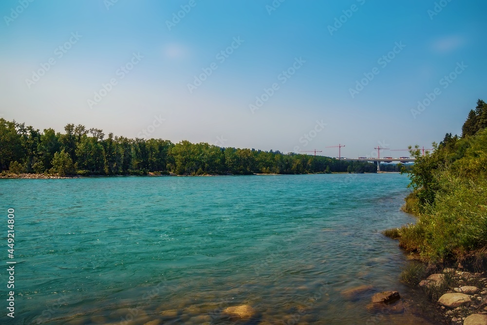 Blue Sky Over The Bow River In The Summer Blue Sky Over The Bow River In The Summer