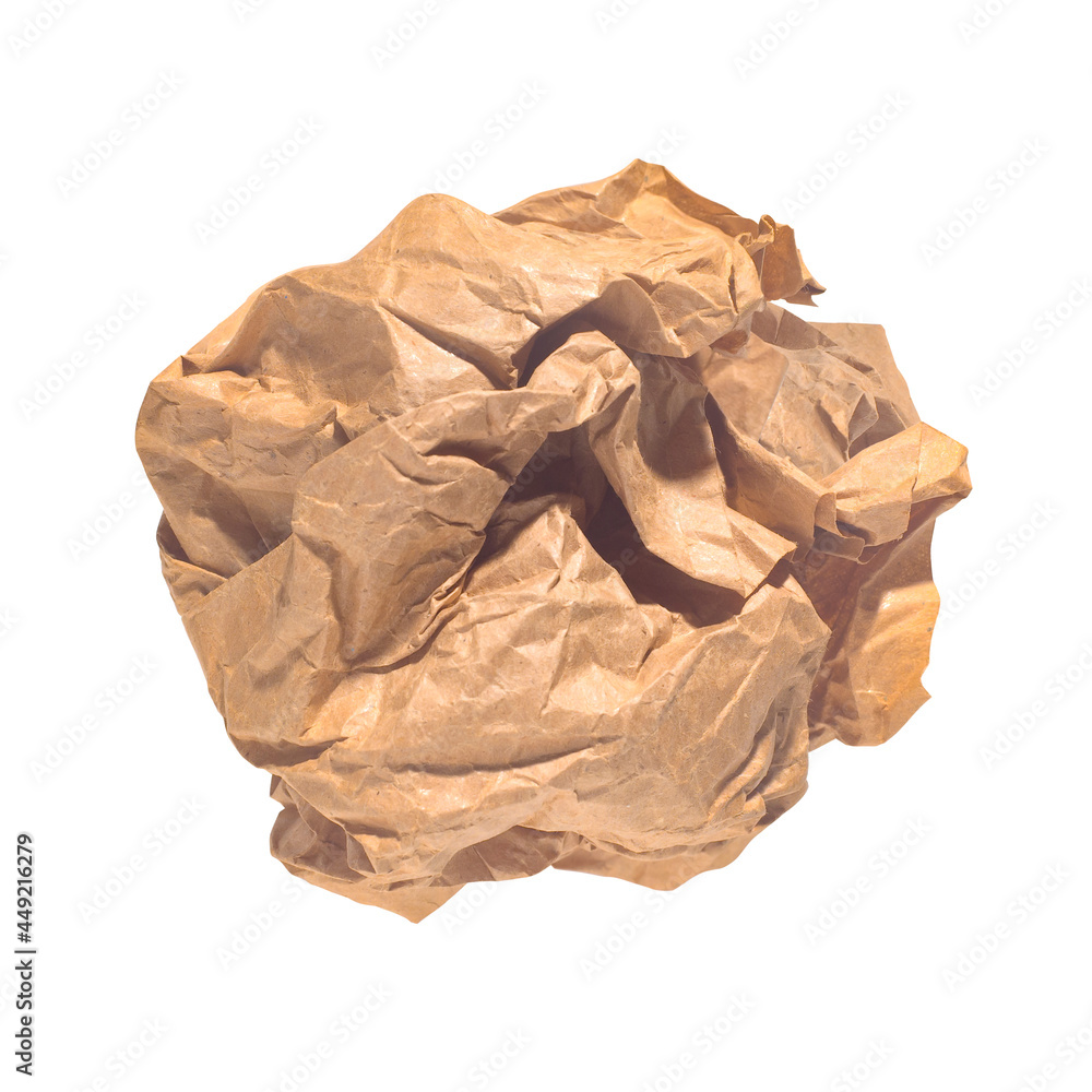 crumpled brown paper ball