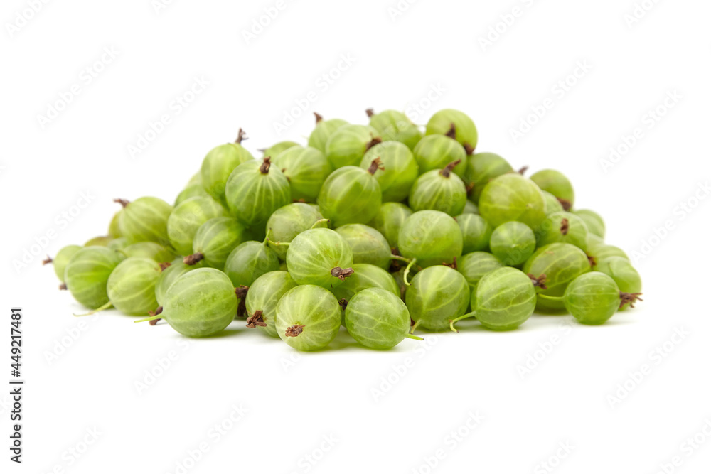 Gooseberry isolated on white background. Heap of green berries. Fresh ripe gooseberry Gooseberry isolated on white background. Heap of green berries. Fresh ripe gooseberry