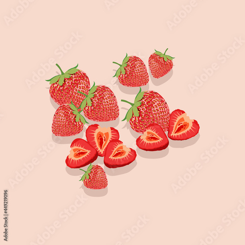 Illustration of Strawberry on the pink background