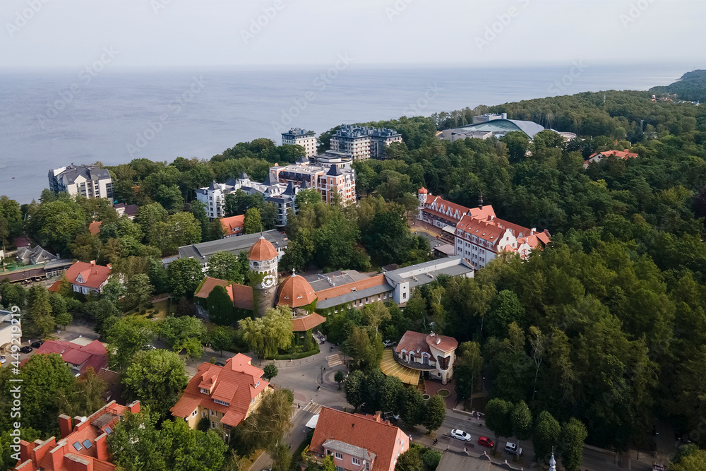 Aerial view of Svetlogorsk town, rissian baltic tourist centre in Kaliningrad
