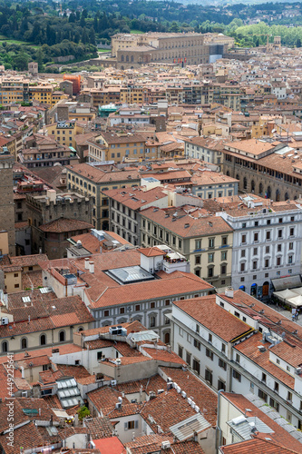 Red rooftops of Florence with the Palazzo Pitti