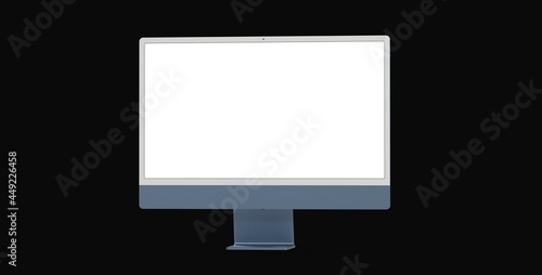 Workspace blank screen desktop computer, Mockup computer background dark black