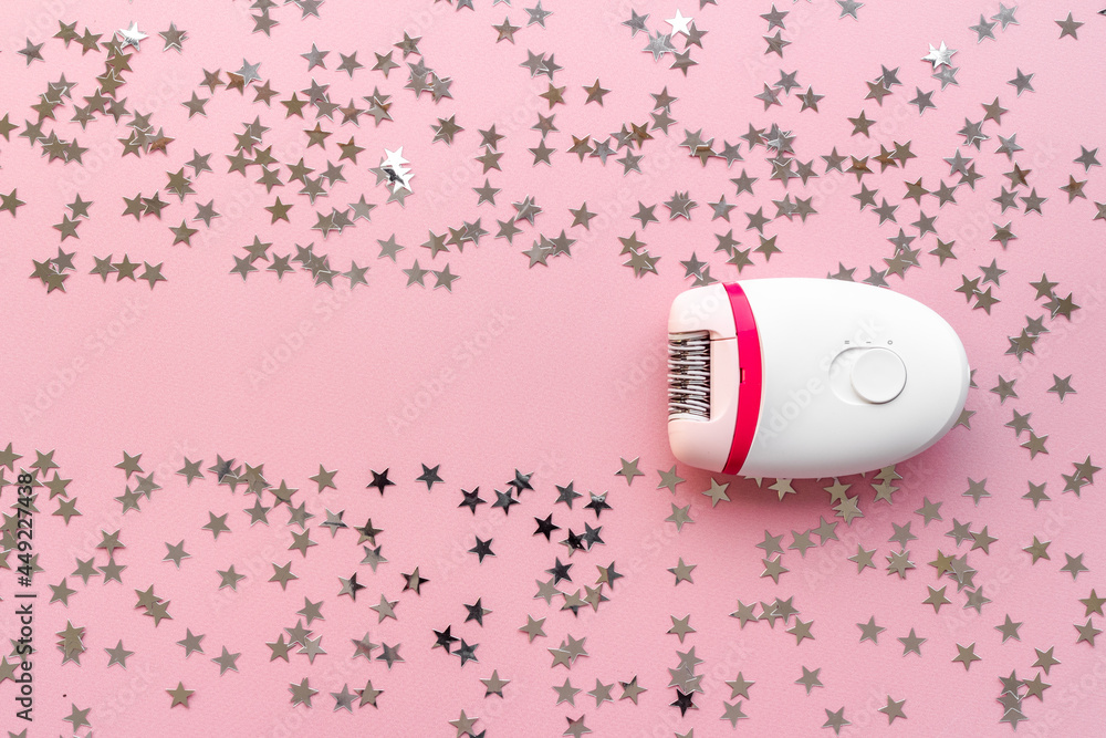 White epilator for hair removal and depilatory. Top view