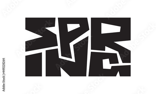 Spring. Four Season or the year calendar hand lettering free style
