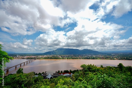 View of Mekong bridge in Champasak province, Laos.