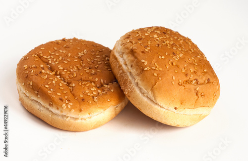 Hamburger buns empty isolated on white