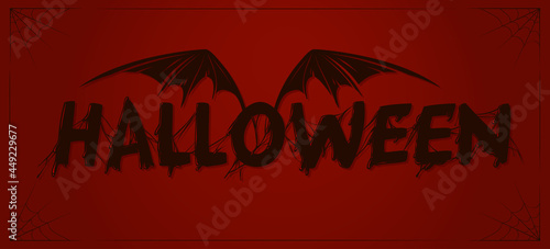 scary hallowen lettering with bat wings